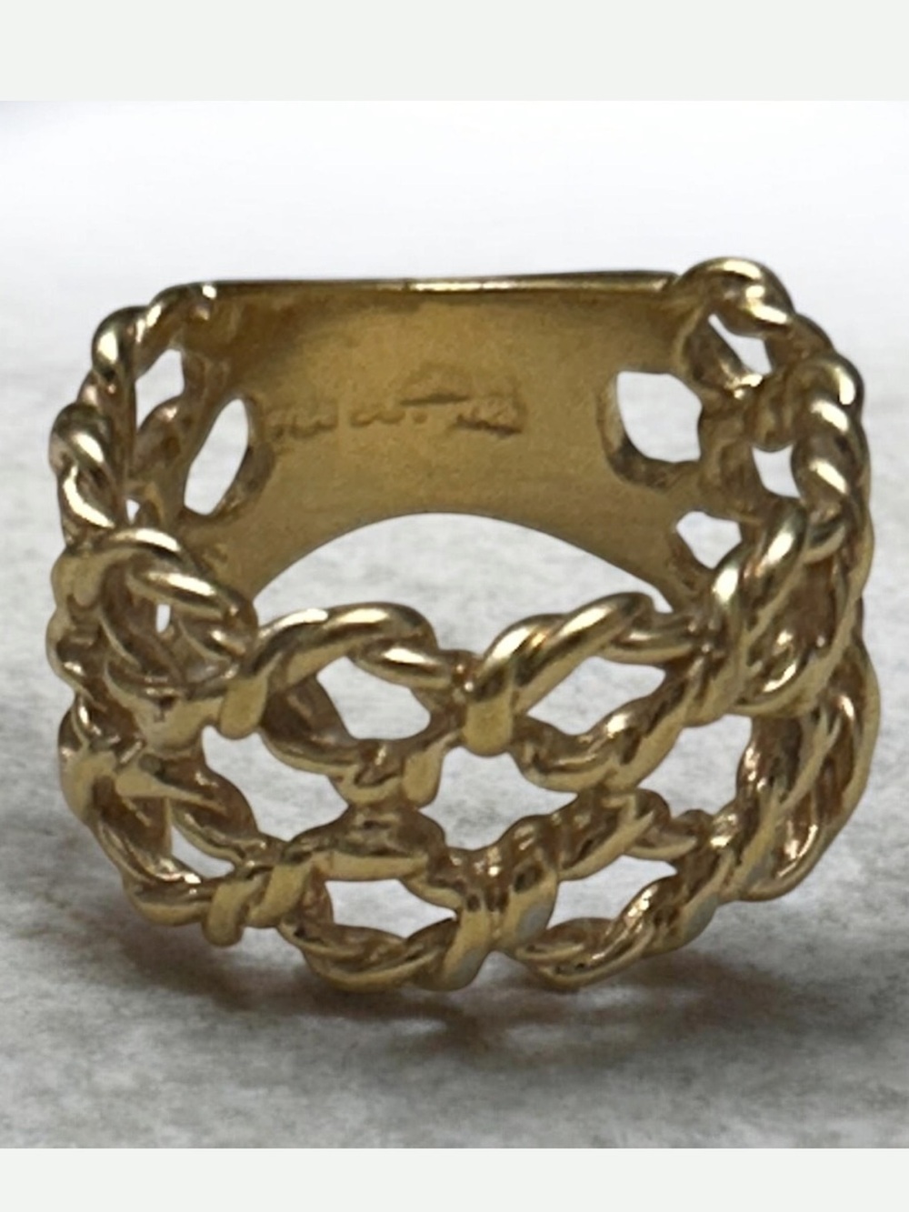 Vintage Judith Ripka Gold Chain-Link Sterling Silver Chunky Ring